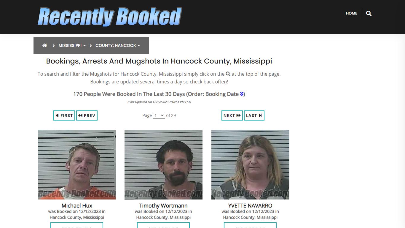 Bookings, Arrests and Mugshots in Hancock County, Mississippi